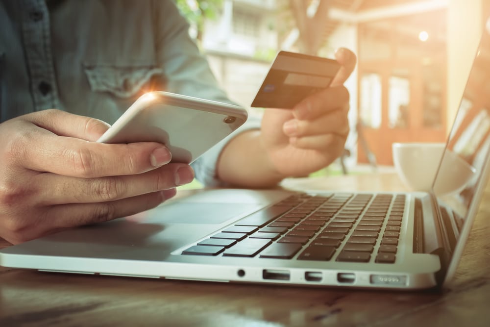 A man making an online business transaction