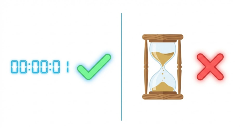 A vector illustration comparing a fast digital timer with a slow hourglass, representing the importance of page speed.