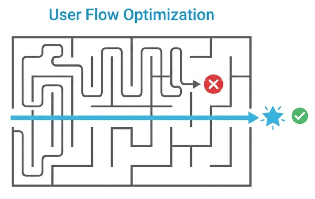 A visual metaphor showing a direct user journey versus a confusing maze, illustrating the importance of good Information Architecture.