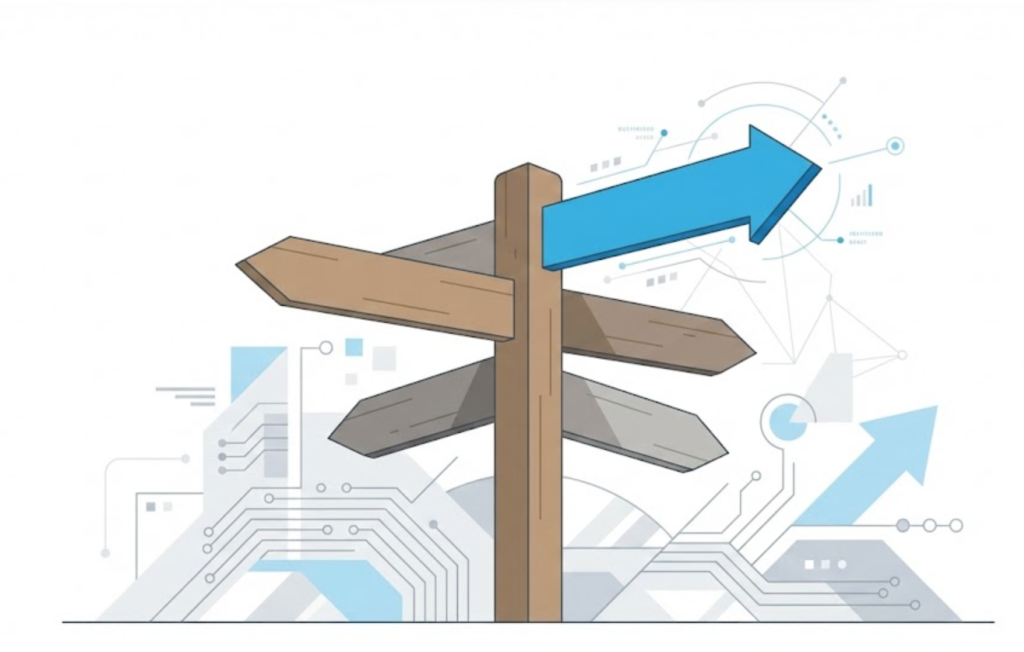 A vector illustration of a signpost guiding a user, symbolizing clear and effective website navigation.